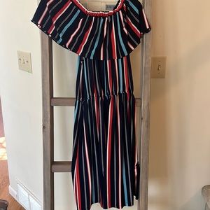 Off the shoulder striped dress